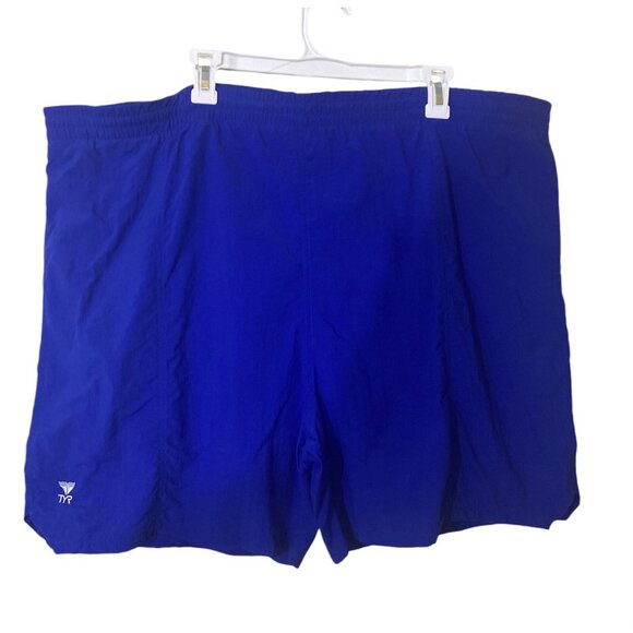 TYR Men's Swimsuit Swim Trunks XXL Blue Polyester Mesh Lined Drawstring Pockets - Picture 1 of 10